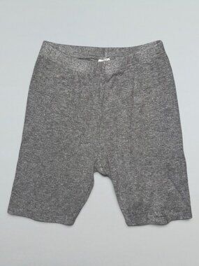 Gray Heather Ribbed Knit Biker Shorts Knee Length Girls 11-12Y